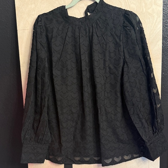 Tops - Elegant Black Lace Long-Sleeve Blouse